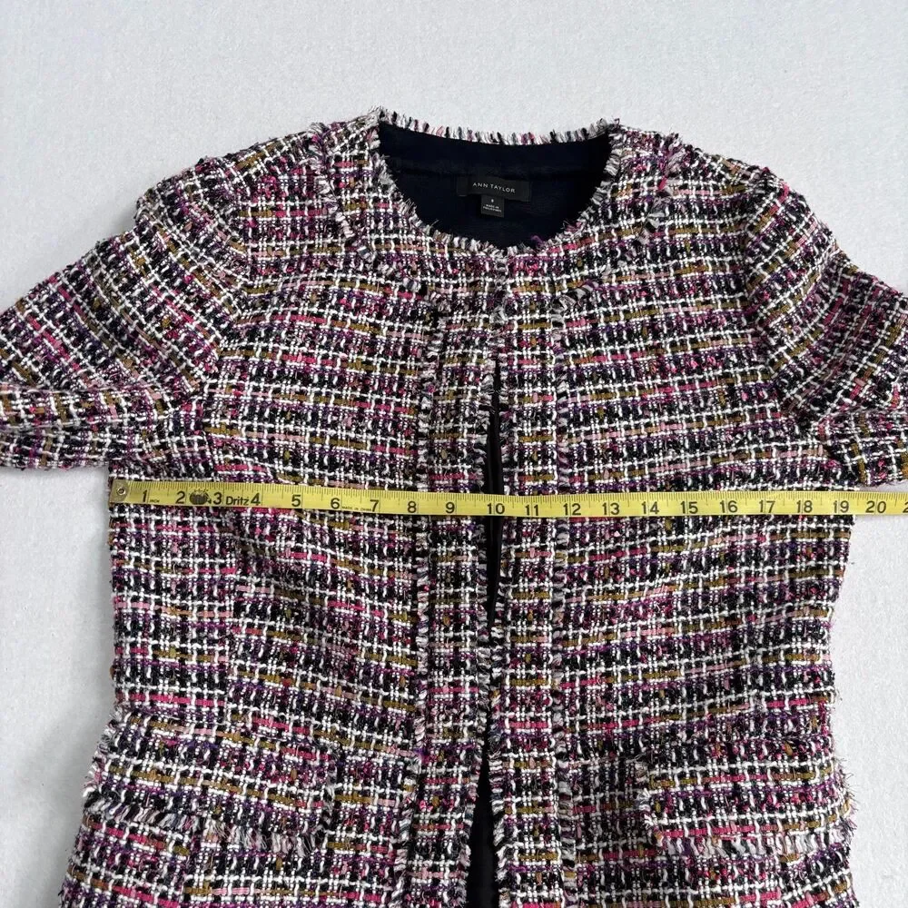 Ann Taylor Tweed Blazer Jacket Women's 8 Multicolor Old Money Career Office